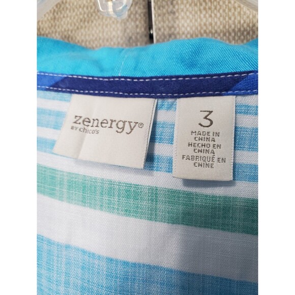 Chico's Zenergy Striped Lace-Up Tasseled Hooded Tencel Lyocell Tunic Size 3 (XL) - Picture 4 of 8